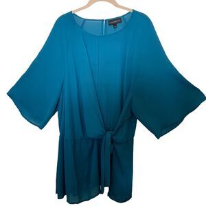 Lane Bryant Faux Wrap Blouse Teal Blue Women's Plus Size 26
